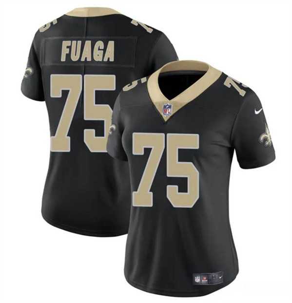 Women%27s New Orleans Saints #75 Taliese Fuaga Black 2024 Draft Vapor Stitched Game Jersey Dzhi->women nfl jersey->Women Jersey